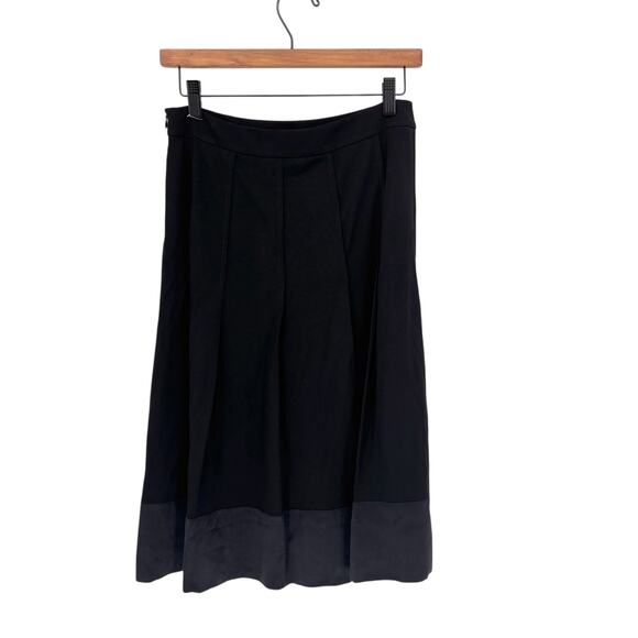 NWOT DKNY Pleated Skirt M Blk Satin Trim Rayon Knee Length Business Office Party - Picture 5 of 7